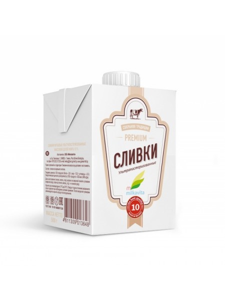 Сливки ультрапаст. 10% 500г*12 ТБА-Сквер Милкавита Сливки ультрапаст. 10% 500г*12 ТБА-Сквер Милкавита